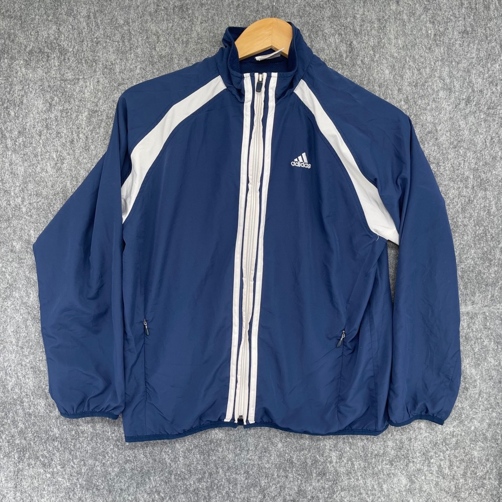 Adidas Jacket Mens Medium Blue Full Zip ClimaProof Windbreaker Vintage